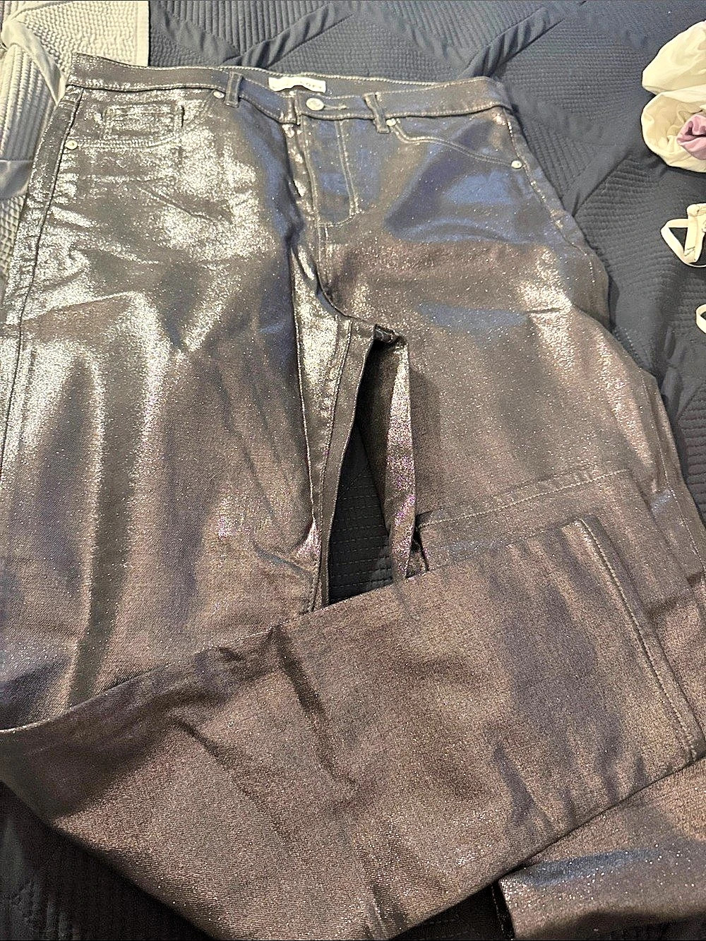 LOFT Curvy Skinny Jeans Coated Skinny Jeans in Black Waist 31/12 Like New
